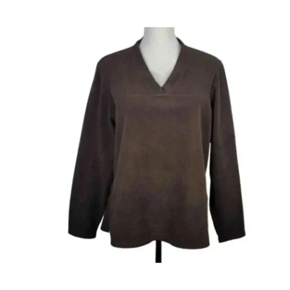 REI Sweaters - REI Fleece Pullover XL Classic Brown Long Sleeve V-Neck Large 1B